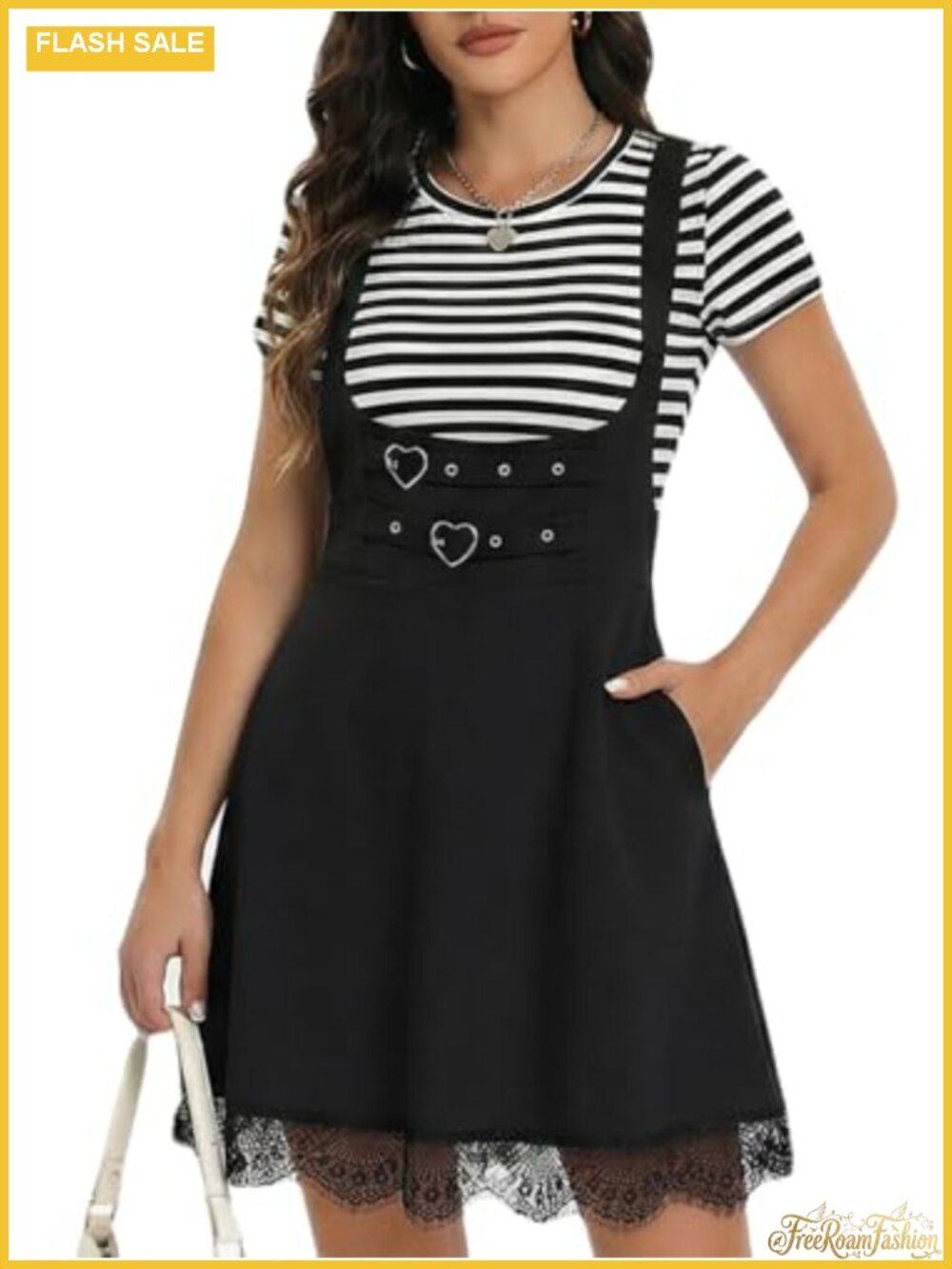 Lace A-Line Overalls Dress Y2K Suspender Skirt Sleeveless Women